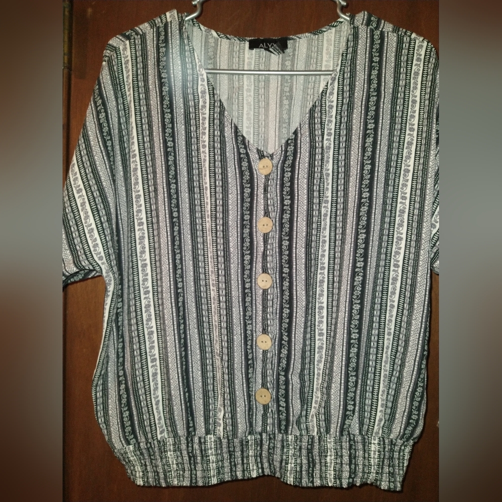ALYX black and white short sleeve button top L
